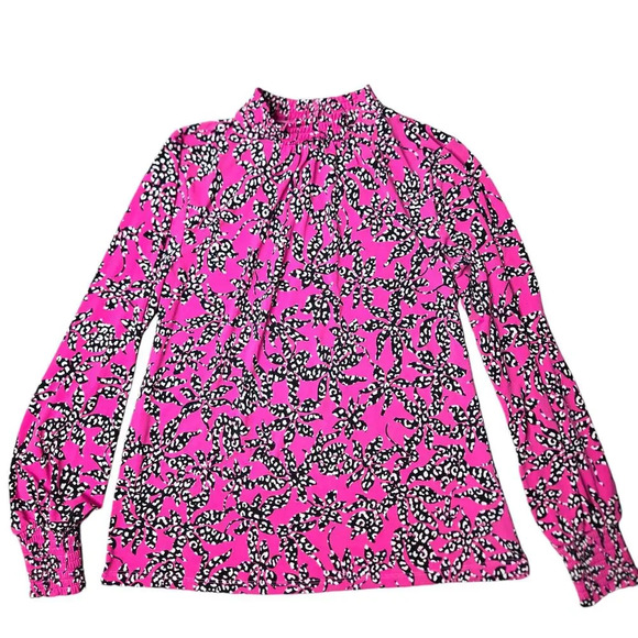J Jason Wu Pink Mock Neck Floral Blouse - Picture 1 of 6